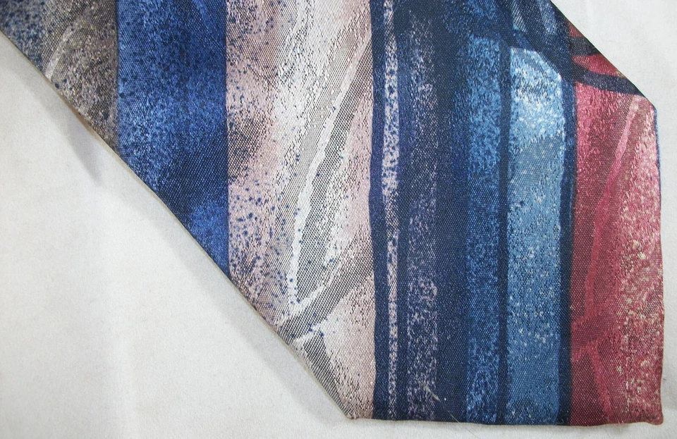 Corbata de cuello ALEXANDER LLOYD azul tonos tierra rayas XL 64" largo x 3" ancho (F029) Foto 2 de 4