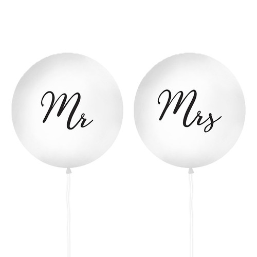 XXL Luftballons 'Mr & Mrs' Schwarz 100 cm Jumbo Riesenballons Hochzeitsdeko - Bild 1 von 2
