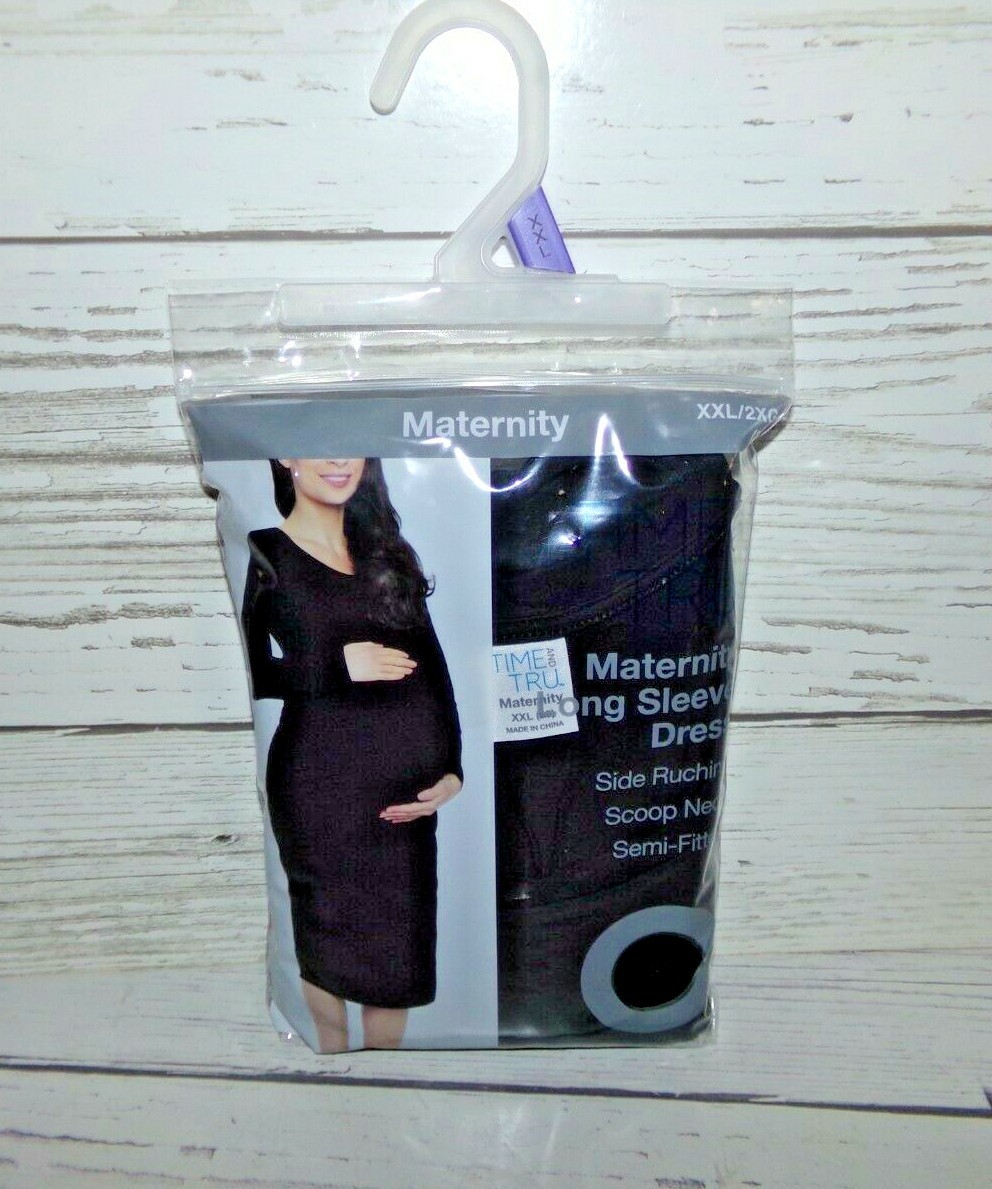New Black Maternity Dress Long Sleeve 