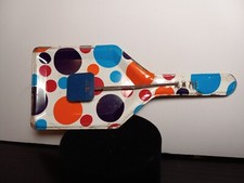 Vintage 1950s Party Toy Tin Metal Polka Dot 2 sided Noise Maker Paddle hand held