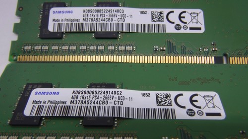 Samsung 8GB (2 x 4GB) 1Rx16 DDR4 PC4-2666V M378A5244CB0-CTD Ram - Picture 2 of 4