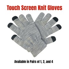 Winter Gloves Touch Screen Finger Tips Knit Grey Men Women Warm Mittens