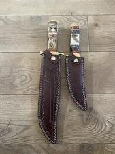 2 New Chipaway Cutlery Custom Made Knives 16" & 12" w/Leather Sheath