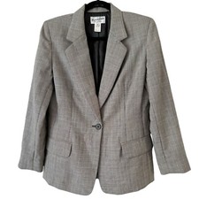 Pendleton Vintage Plaid Virgin Wool Single Button V Neck Blazer Jacket Sz 6 USA