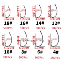 500pcs High Carbon Steel Fly Fishing Hooks 2~18# Dry Wet Nymph Shrimp Tying Hook