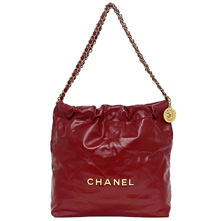 Chanel Drawstring Handbag Red Chanel 22 AS3260 Good Condition