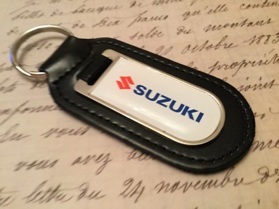 SUZUKI Real Leather Keyring  Printed resin coated MOTORCYCLE MOTOR BIKE GSX