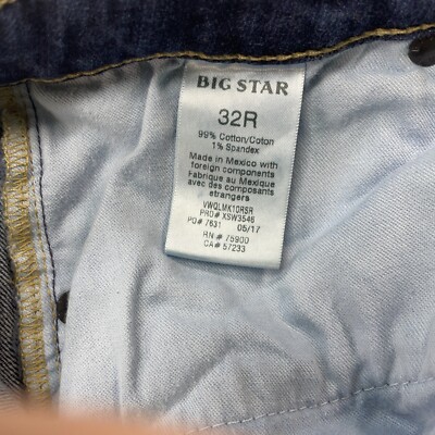 Big Star (Buckle) Jean Women 32R (32x32) Blue Liv Mid Rise Skinny