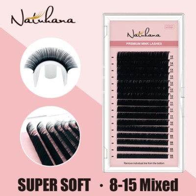 NATUHANA Mink Lashes Mix 8~15 mm 16 Linien Handmade Korean Pbt Wimpernverlängerung