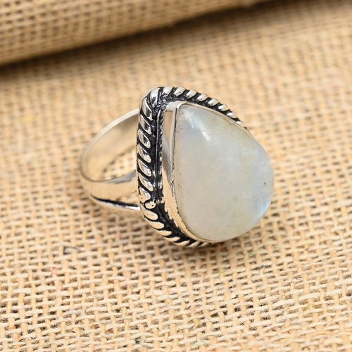 Rainbow Moonstone Gemstone Handmade 925 Sterling Silver Jewelry Ring