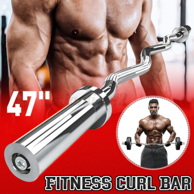 5 Ft Bending EZ Curl Bar Weight Lifting Barbell Bar Gym Fitness Chrome Steel US