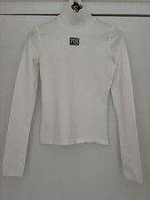 Alexander Wang White High Neck Stretchy Fitted Jumper Top S RRP399£!