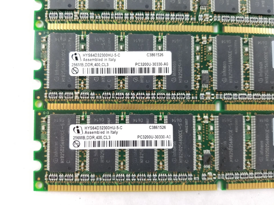 Lot of (3) Infineon HYD64D32300HU-5-C 256MB DDR 400 CL3 PC3200U-30330-A0 - Image 4 of 4