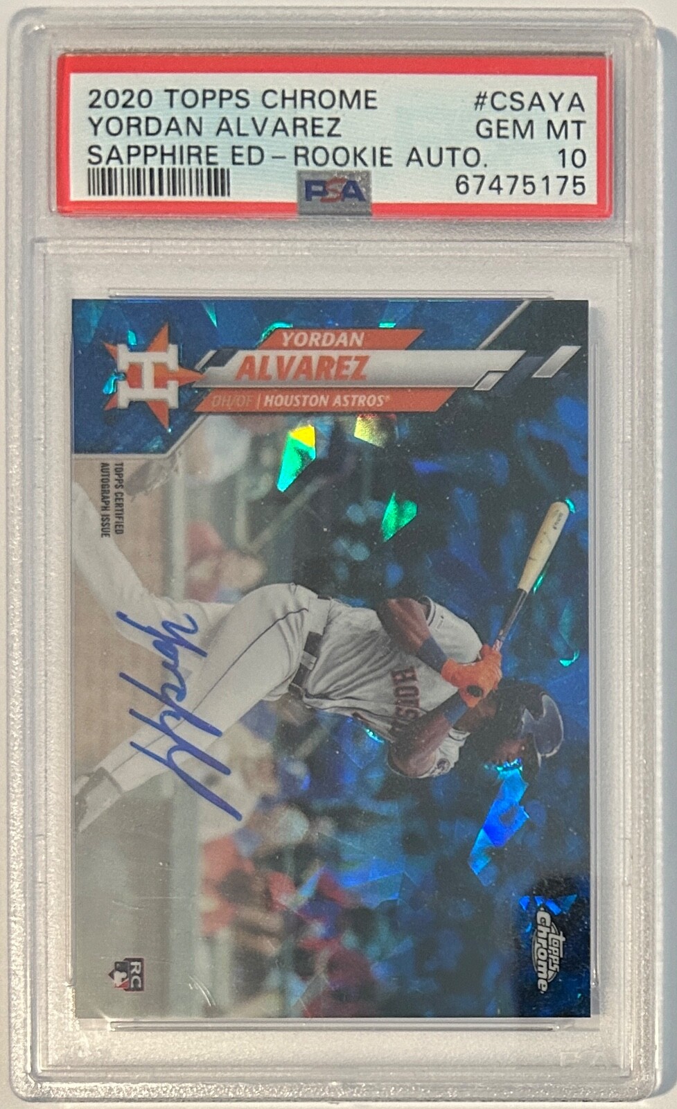 2020 Topps Chrome Sapphire Edition Yordan Alvarez Rookie Autograph PSA 10