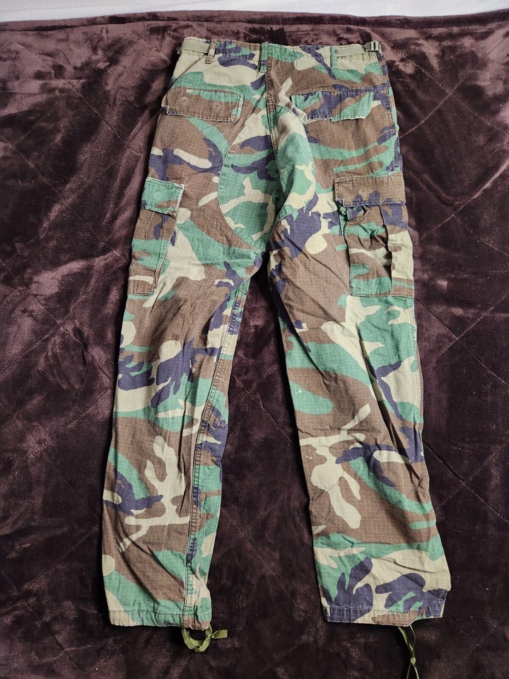 Vintage US Military Woodland Camo Pants Mens Size Small 30x29 Cargo
