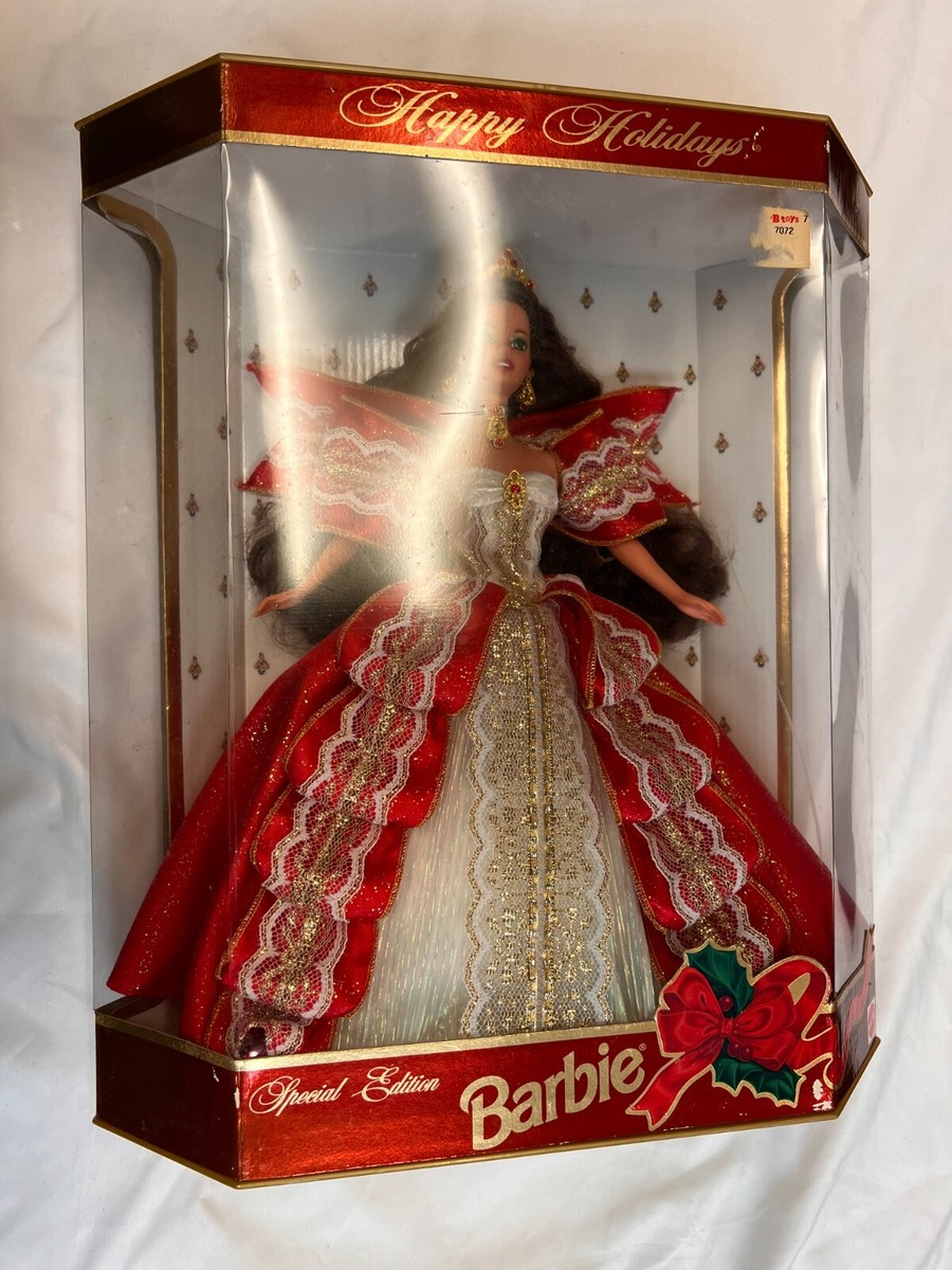 HAPPY HOLIDAYS BARBIE 1997 dark hair 10th Anniversary NOS unopened