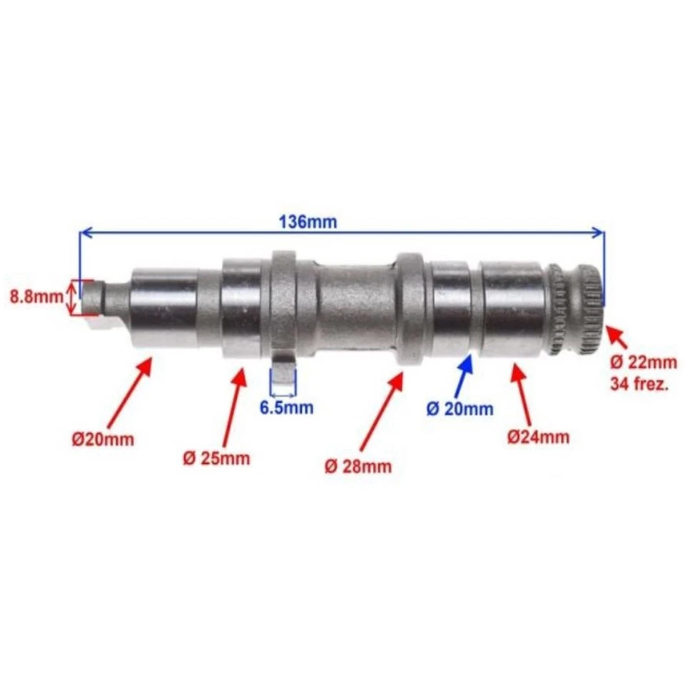 Kickstarterwelle Schaft Anlasser für Jawa CZ 175 6V 476 477 487 Sport - Bild 2 von 4