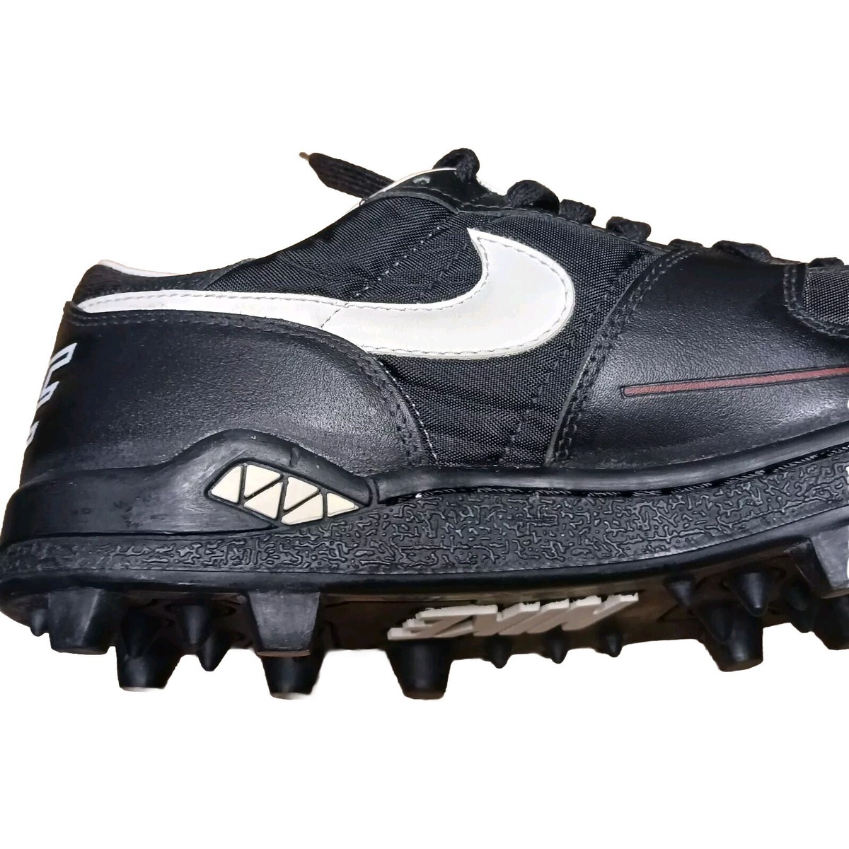 Vintage Nike Shark Football Cleats Black White Size 12 