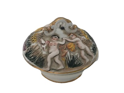 Lovely 2 Piece Angels Cherubs Jewelry Trinket Dish Pot 