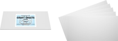 White Flex Plasticard Polystyrene Craft Sheets - 6''x12'' - .040'' thick - 5 Pack
