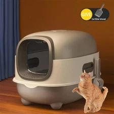 Large Fully Enclosed Cat Litter Box Odor Control Cat Toilet with Detachable Pan