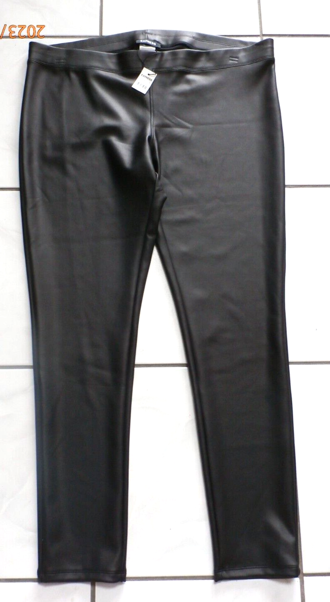 NWT Express Womens Black Stretch Faux Leather Legging Pants XL