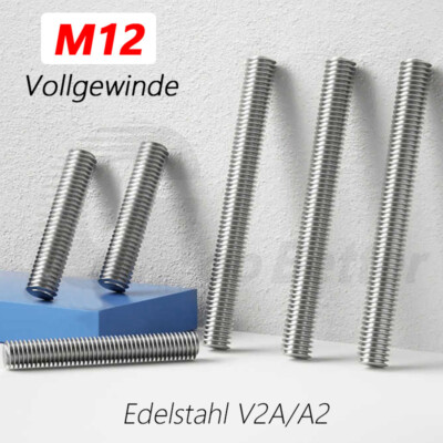 M12 Gewindestange DIN 976 Edelstahl Vollgewinde Gewindestab Gewindebolzen V2A A2