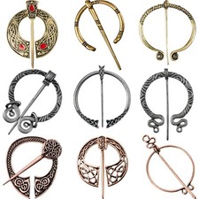 9 Pieces Vintage Viking Brooch Cloak Pin Scarf Shawl Buckle Clasp Pin Penannu...