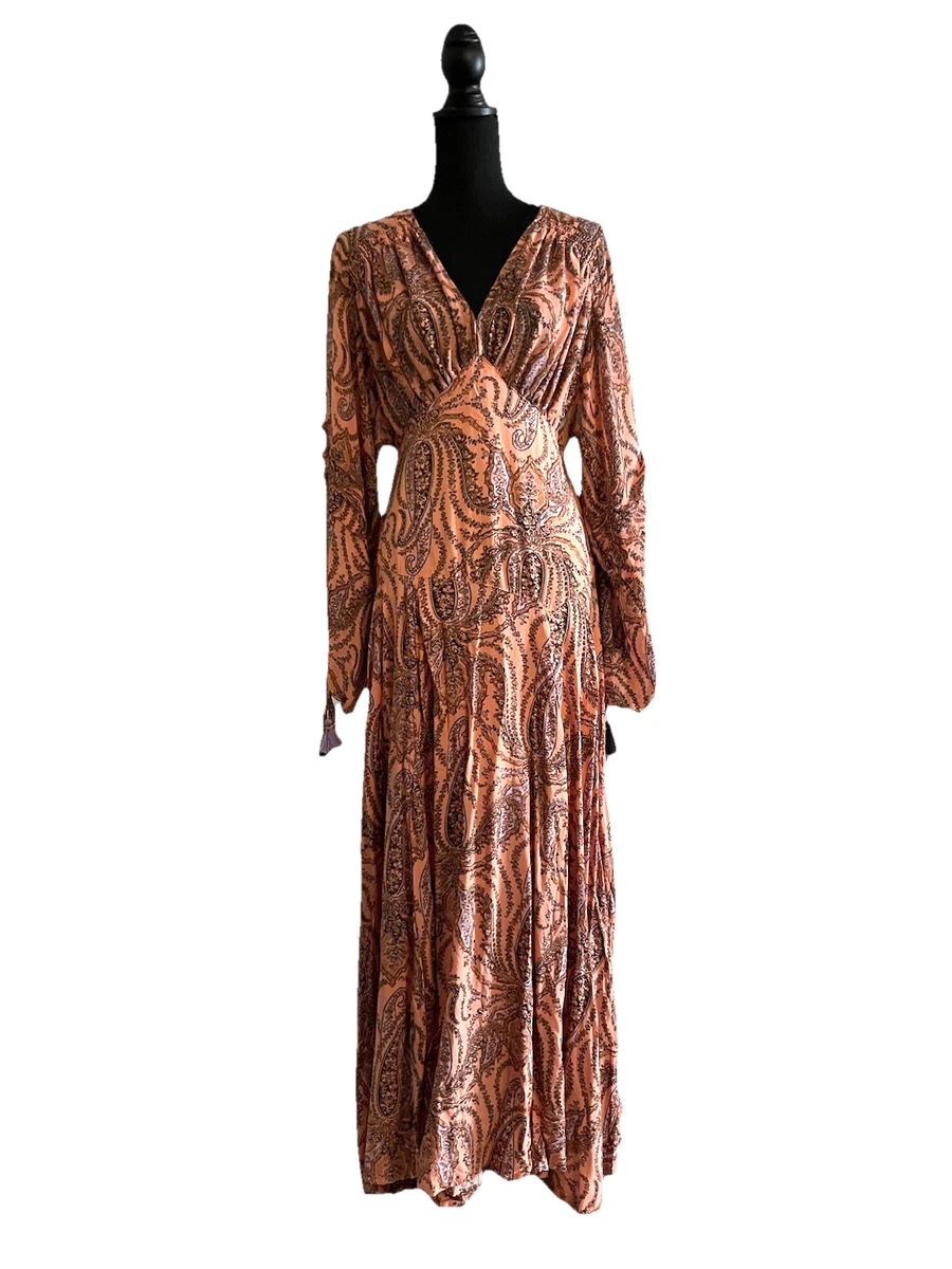 knee length dresses for ladies Free People Moonstruck Paisley Sheer Blue Mini Dress  White Chocolate  Couture