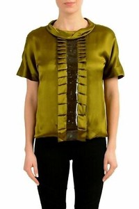 Maison-Margiela-1-100-Silk-Green-Short-Sleeve-Women-039-s-Blouse-Top-US-S-IT-40