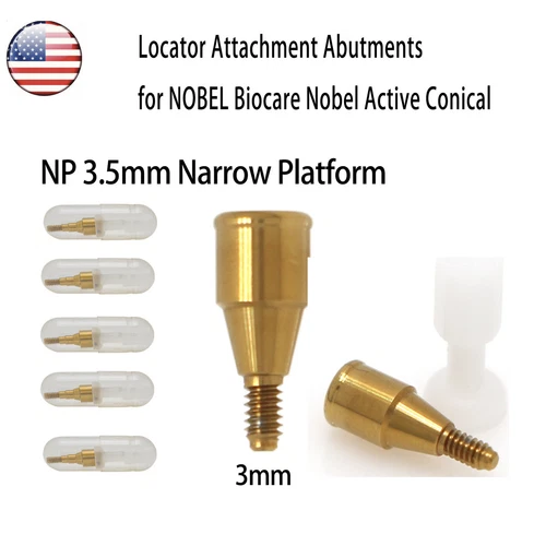 US Dental Locator Abutments Attachment fits Nobel Active NP AH=3mm 1/2/5/10pcs