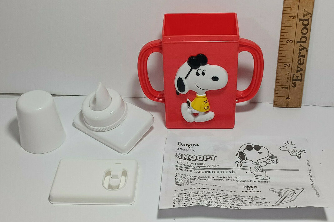 Snoopy Joe Cool Juice Box Holder Danara 3 Stage Lid Peanuts Rare