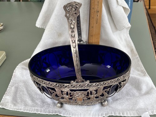 German 800 Silver Mermaid openwork basket serving bowl 14 oz Siren 10” - Picture 2 of 7