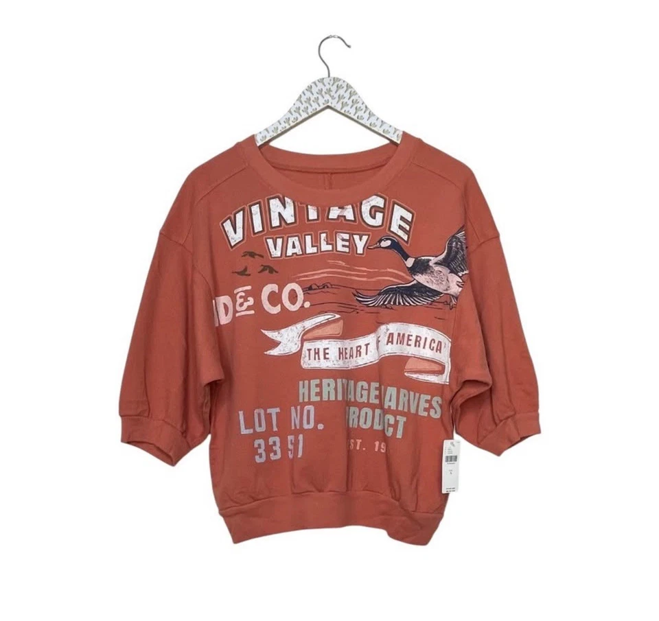 Anthropologie Pilcro пузырь толстовка верхний графический птица гуси 100% хлопок новый с Ярлыками - Изображение 3 из 4