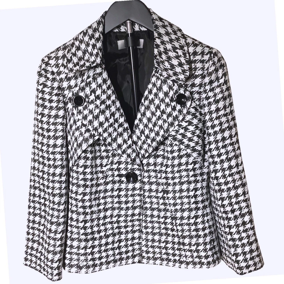 Chaqueta Blazer Kasper Separates Pata de Gallo Negra Blanca Para Mujer Talla 6 Foto 2 de 4
