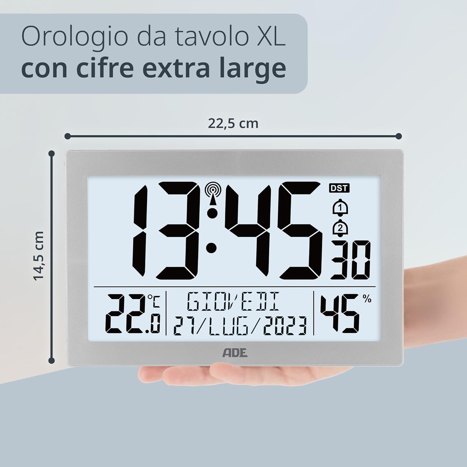ADE Orologio digitale radiocontrollato con grande display XL | data e giorno del - 4