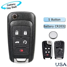 Flip Remote Key Fob SHELL CASE 5 Buttons For Chevrolet 2010-2017 + Battery