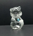 Fenton Clear Crystal Bear December Birthstone Figurine Blue Zircon Heart