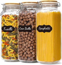 Taller 92Oz Glass Jars with Airtight Lid, Large Glass Food Storage Jars, 3 P