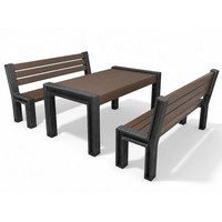Hanit Tisch-Set Hyde Park 1 GartenmöBel Tisch + 2 BäNke Anthrazit-Braun 165Cm