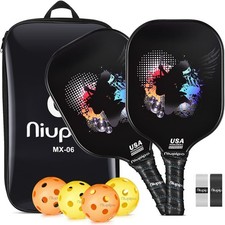 Niupipo USAPA Approved Pickleball Paddle Set of 2 with Bag and Balls