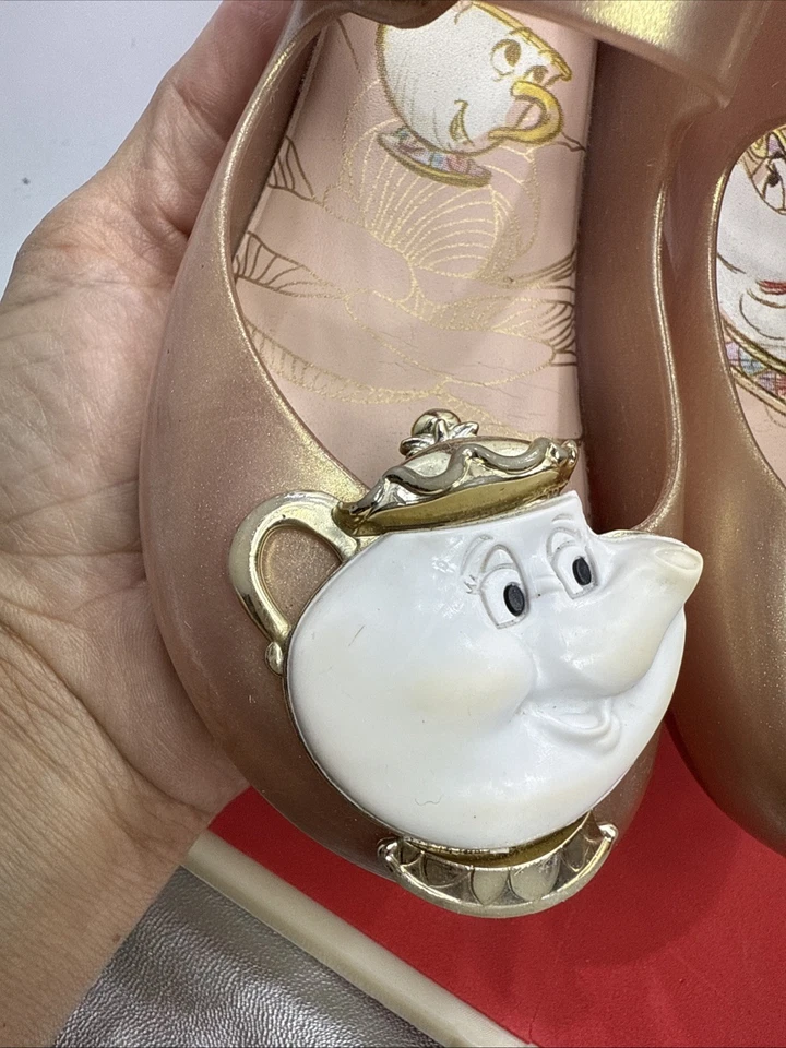 (B) Mini Melissa Zapatos Maryjane Oro Rosa Bella y Bestia Niñas Pequeñas Talla 11 Foto 4 de 4