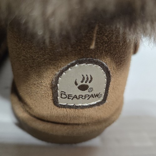 Bearpaw Boots Youth 4 Helaina Snow Brown Suede Pull On Casual Ankle Top Comfort - Picture 4 of 8