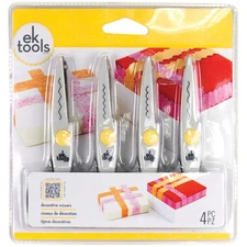 EK Decorative Scissors 5.5" 4/Pkg-Deckle, Wave, Scallop & Zigzag
