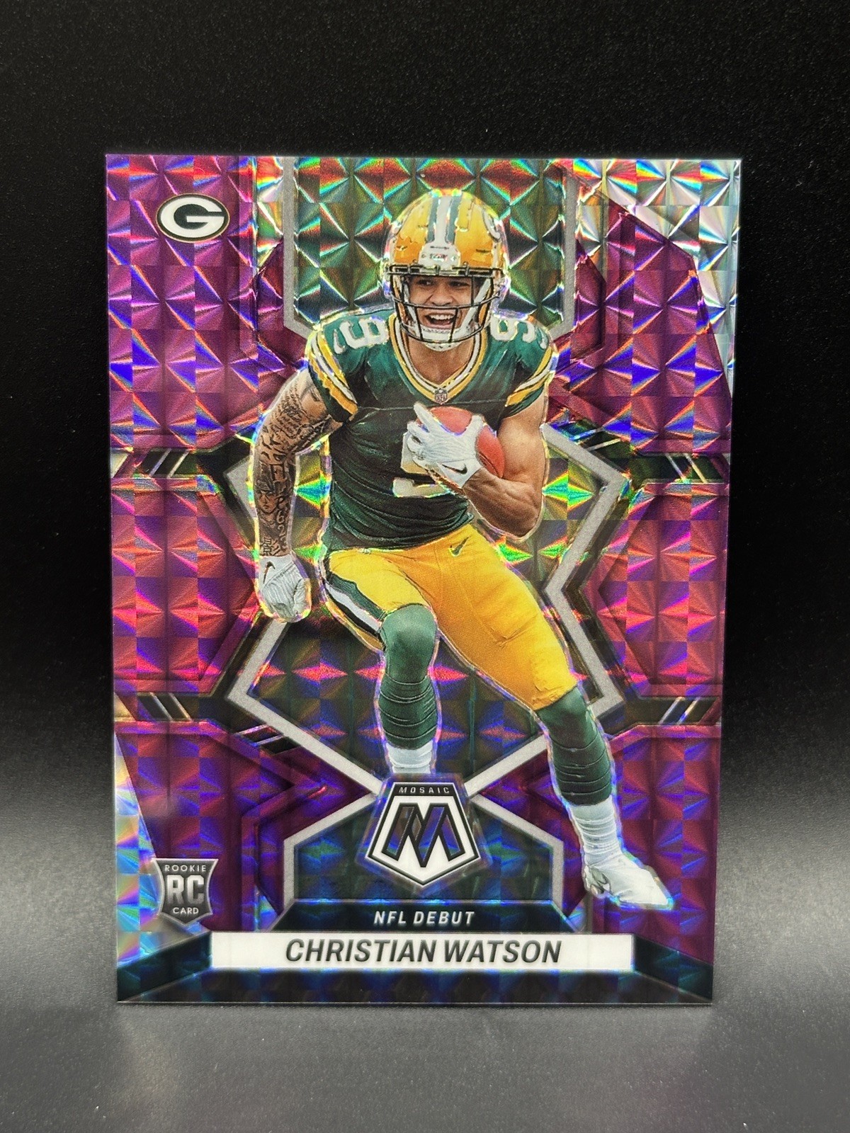 2022 Mosaic Christian Watson Purple Prizm NFL Debut RC /49 Packers Rookie #281