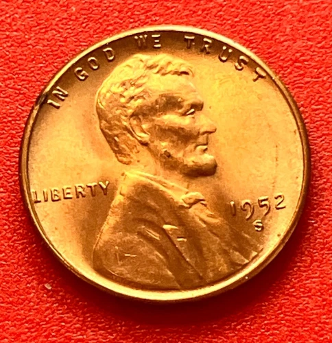 1952-S Lincoln Wheat Cent Penny GEM RD BU From an Original Bank Roll