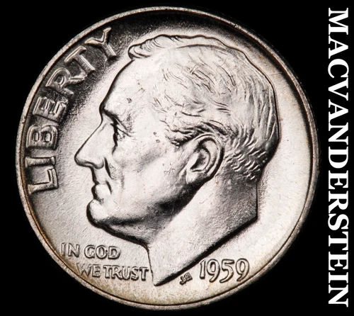 1959 Roosevelt Dime- Silver- Choice Gem Brilliant Uncirculated Luster #J3344