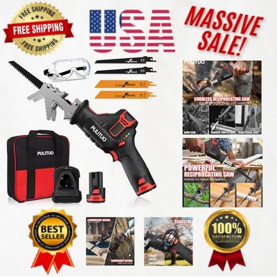Efficient Cordless Reciprocating Saw - Double Safety Design & Rubber Grip