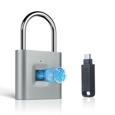 Fingerprint Padlock, Portable USB Charging with Reset Key, Smart Padlock Quic...