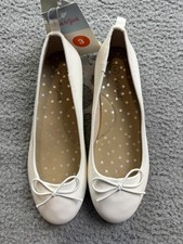 Cat  Jack Shoes Girls Size 3 White Ballet Flats Bow Memory Foam Dress New